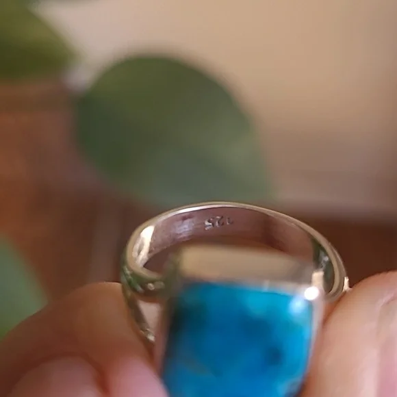 Blue Mojave Turquoise ring in Solid Sterling silver 925. Size 5.5 - Picture 5 of 6
